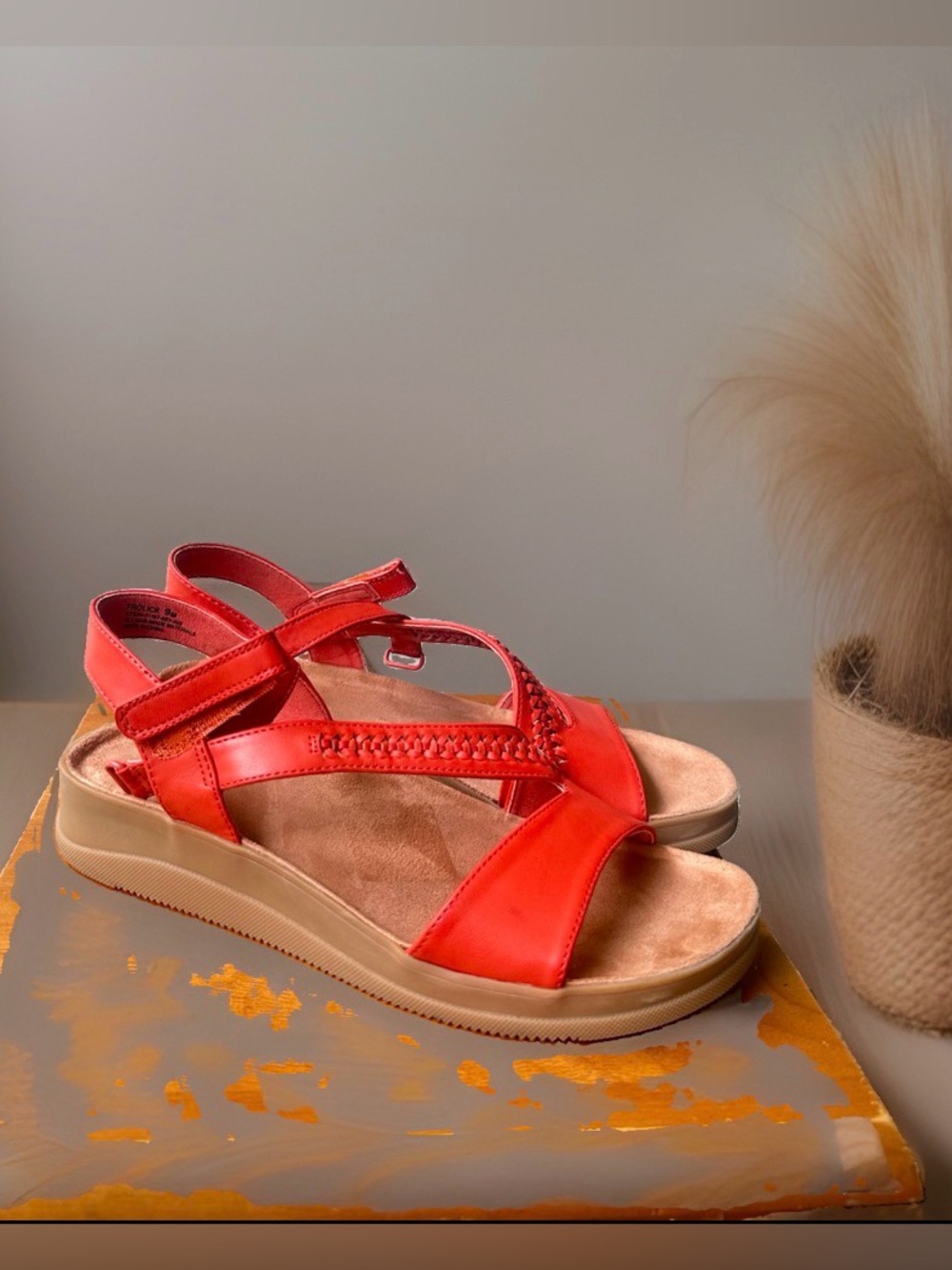 Baretraps Frolick Strappy Sleek Wedge Sandals|Orange~ 9